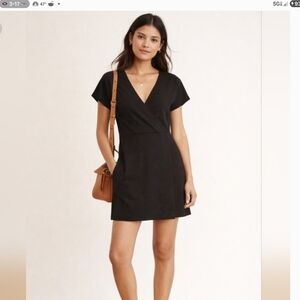 Madewell Black Faux Wrap Mini Dress Size Medium (NWOT)